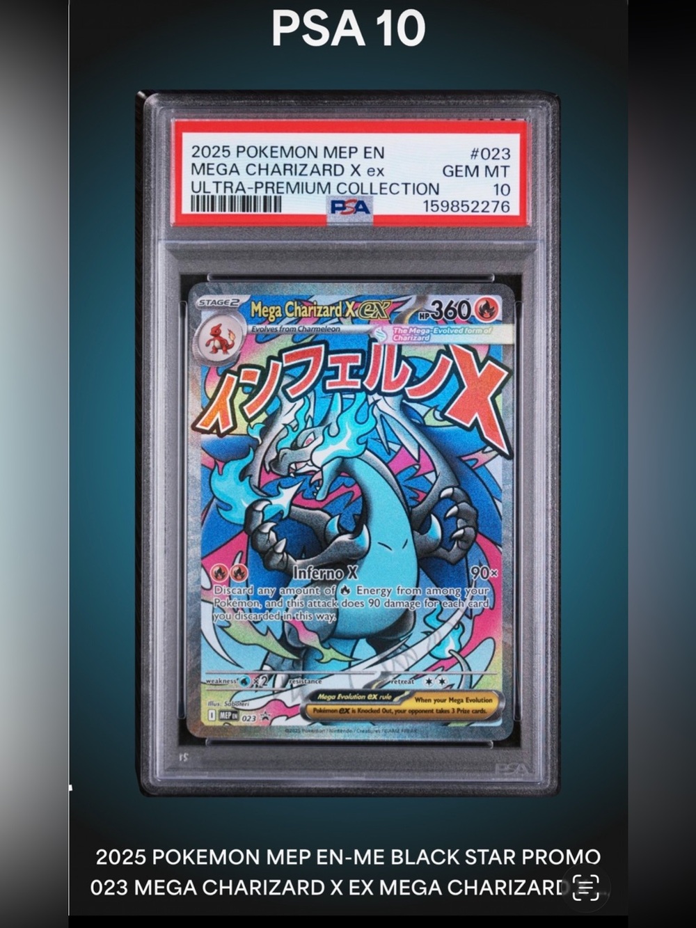 Pokemon Mega Charizard X EX Holo Card - Blue, Purple